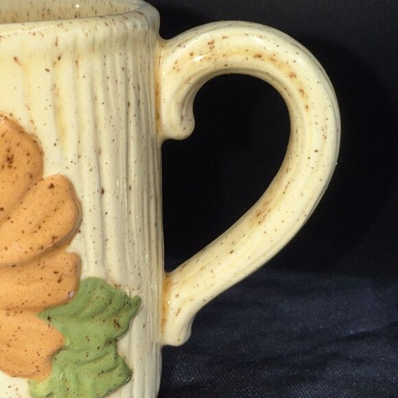 Butterfly Flower Mug Coffee Cup Speckled Auburn Clay Barn Vintage 1970s Set of 6 - Picture 7 of 10